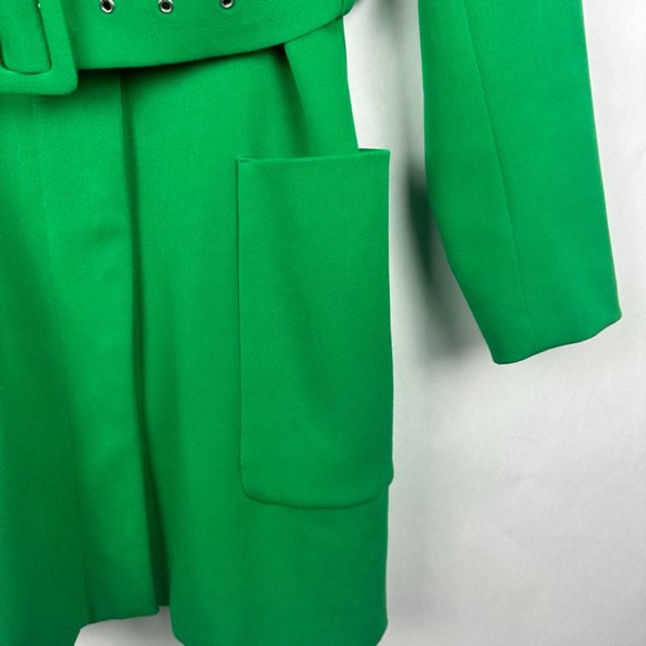 Zara Womens Lined Frock Blazer Coat Size XS Wide Belt Green Pockets Lined V-Neck - Picture 9 of 9